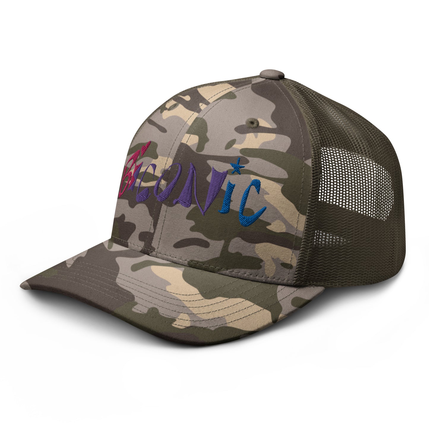 Camouflage trucker snapback hat - embroidered
